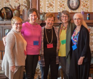 Smith friendships were renewed at the mini-reunion May 2: Judy Brown Kleinman, Martha Stevens Coddington, Susie Bernat Rosenbaum, Peggy Printz, Sharonjean Moser Leeds