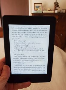 reading in bed on Kindle